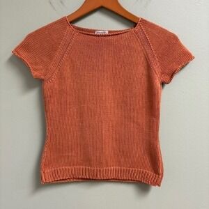 Akris Punto Womens Knit Top Size 6 US Cottage Lagenlook Chunky Short Sleeve‎